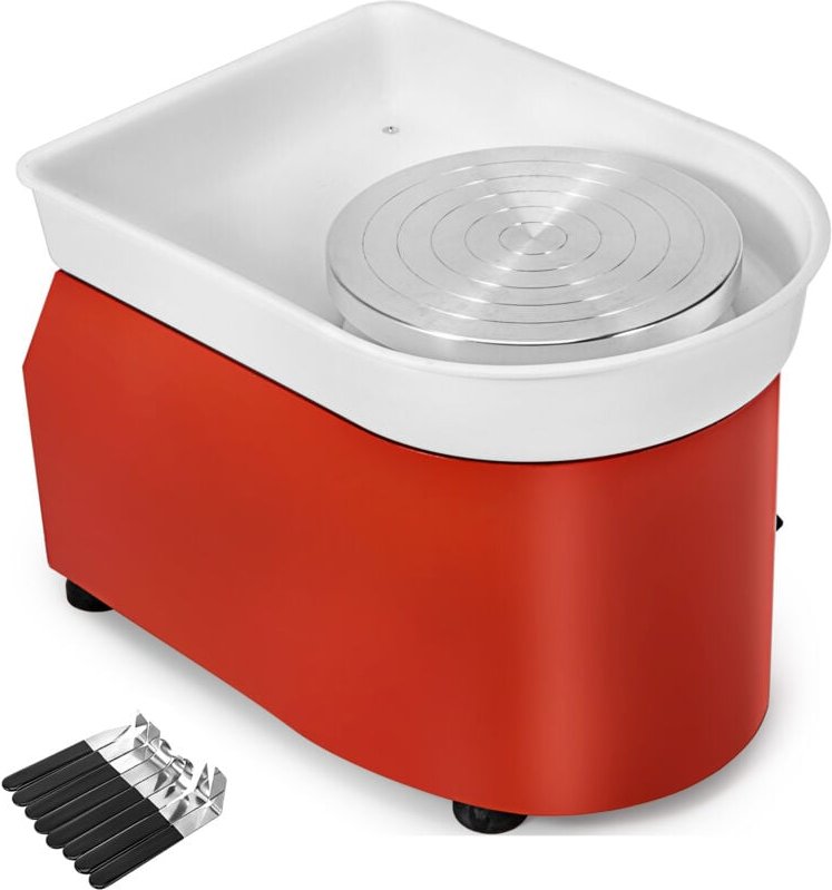 Mophorn Elektrische Töpferscheibe, 25 cm, Keramikmaschine, 280 W, DIY-Kit mit Formwerkzeugen für die Arbeit mit Ton