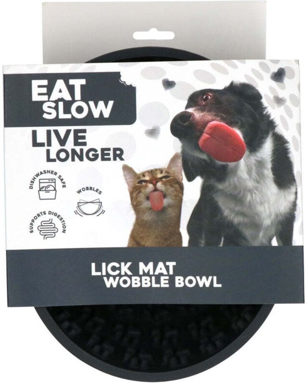 Eat slow live longer lick mat wackelschale grau