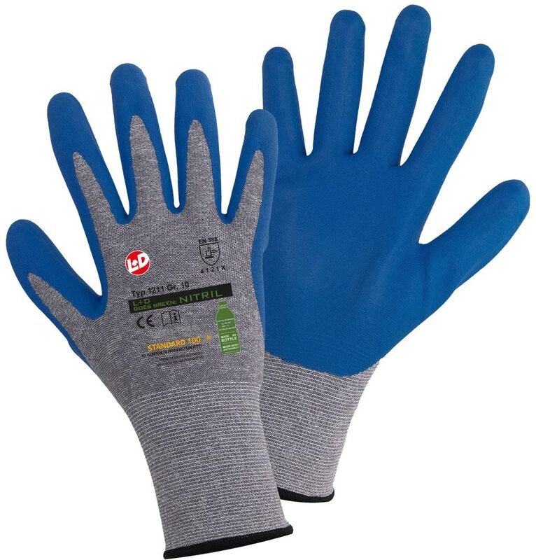 L+D goes green: Nitril Feinstrickhandschuh Größe 10