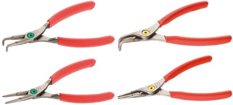 FACOM Seegeringzangen, gerade, gebogene Backen, Set 4-tlg.