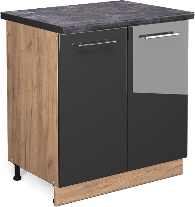 Vicco - Spülenunterschrank Fame-Line, Anthrazit Hochglanz, 80 cm , ap Anthrazit