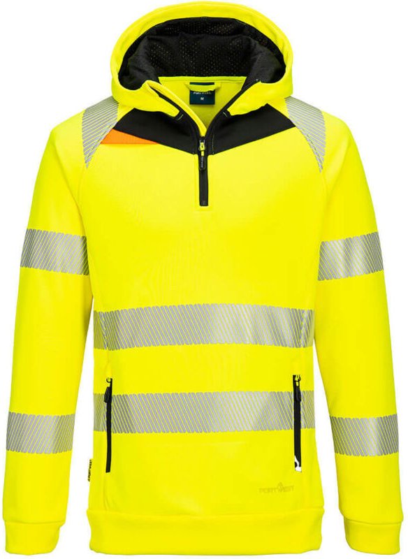 Sweat DX4 Hi-Vis 1/4 Reißverschluss Hoodie Gelb/Schwarz S