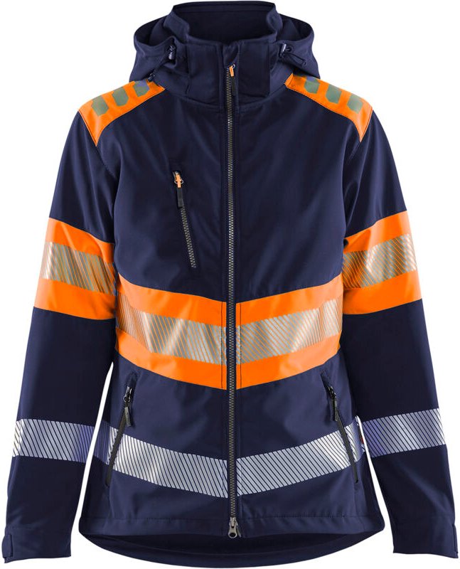 Hochsichtbare Damen-Softshell-Arbeitsjacke 4404 - Marine/Orange XS