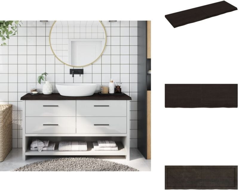 Waschtischplatte Dunkelbraun 120x40x(2-4)cm Massivholz - Waschtischplatte - Eiche - Holzarbeitsplatte - Badmöbel - Möbel...