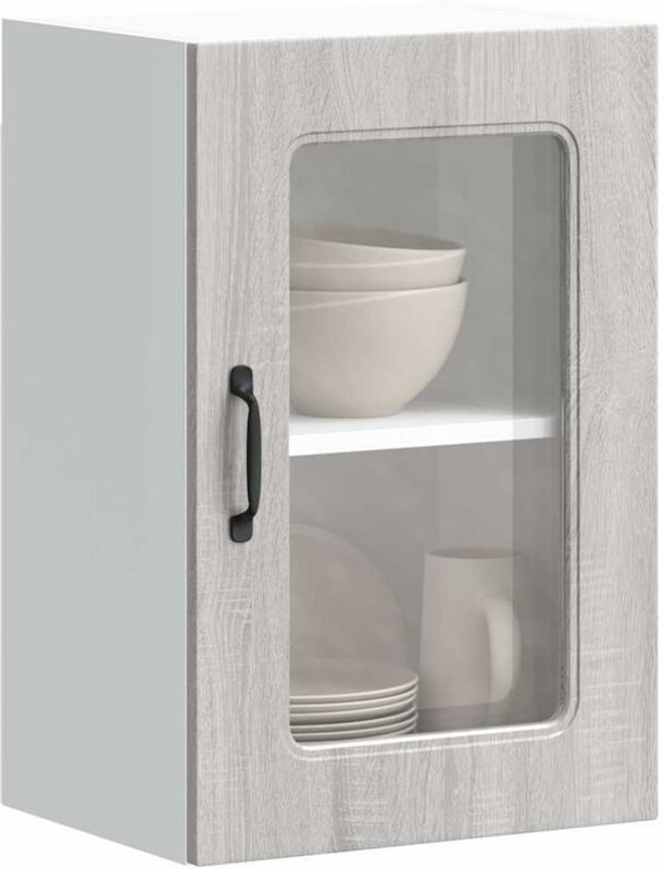Küchen-Hängeschrank mit Glastür Grau Sonoma Holzwerkstoff - Vidaxl