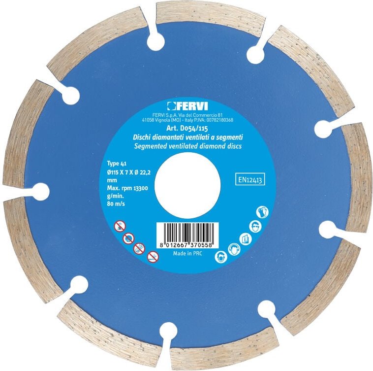 Fervi - Segmentierte Diamanttrennscheibe fur den Bau 115 mm d054/115