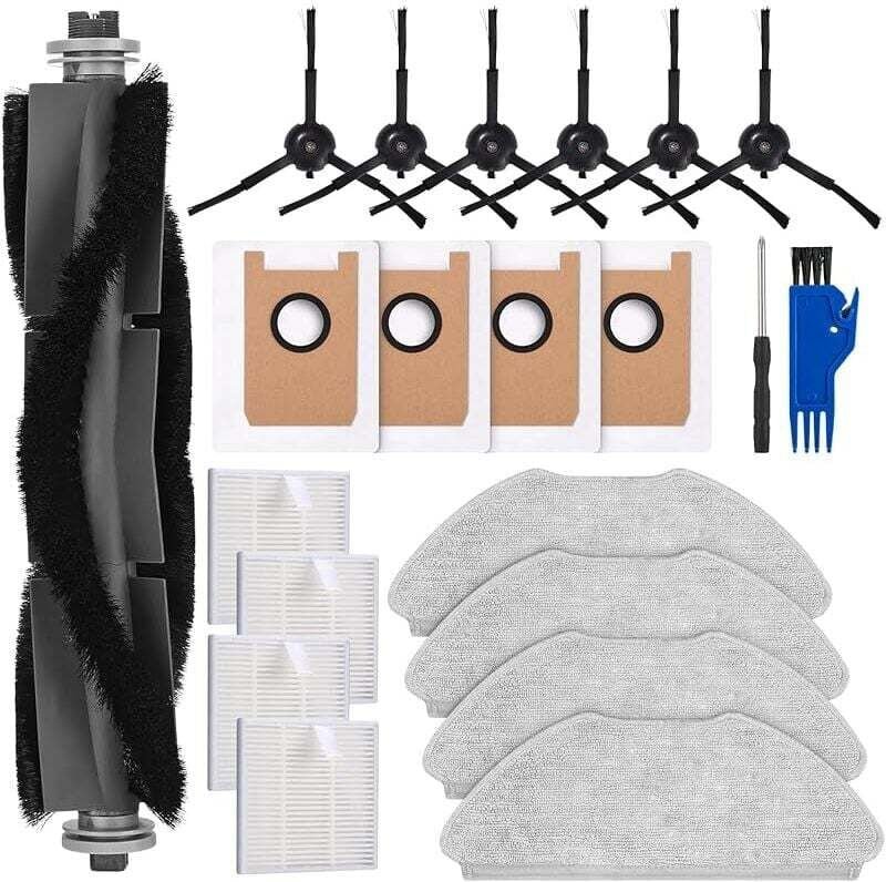 Zubehörset für AIRROBO T20 Staubsauger, 1 Hauptbürste, 4 HEPA-Filter, 4 Wischtücher, 6 Seitenbürsten,