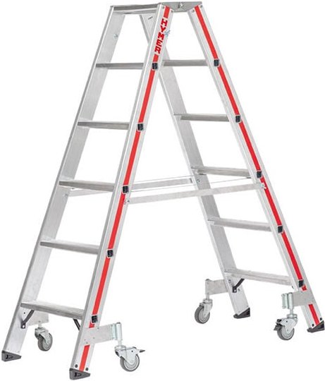 Thumbnail - Matisère - Mobile Doppelstehleiter 2x3 Stufen - Maximale Arbeitshöhe 2.22m - 822406