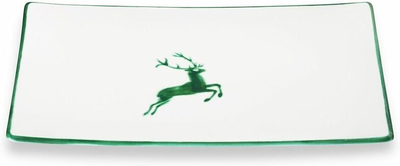 Gmundner Keramik - Grüner Hirsch Platte rechteckig (30x20cm)