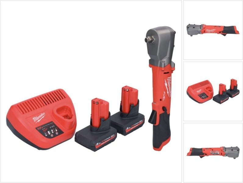 Thumbnail - Milwaukee M12 FRAIWF12-502 Akku Winkelschlagschrauber 12 V 1/2" 270 Nm Brushless + 2x Akku 5,0 Ah + Ladegerät