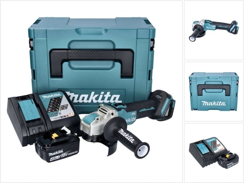 Thumbnail - Dga 521 RM1X1J Akku Winkelschleifer 18 v 125 mm x-lock Brushless + 1x Akku 4,0 Ah + Ladegerät + Makpac - Makita