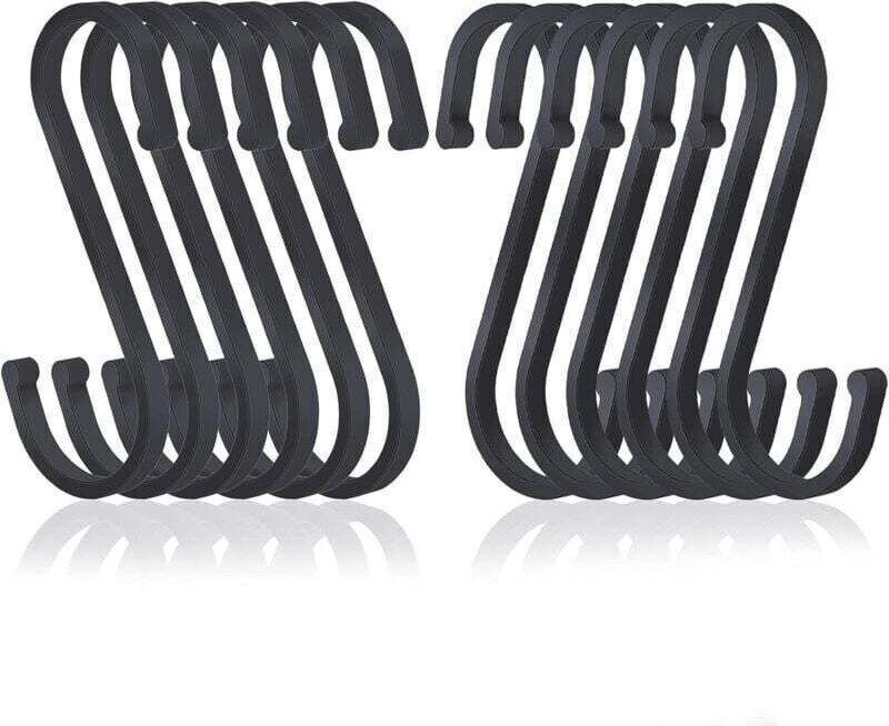 S-Haken, 12er-Pack, flache S-Haken aus Aluminium zum Aufhängen, Metzgerhaken mit matter Oberfläche für Küche, Schlafzimm...