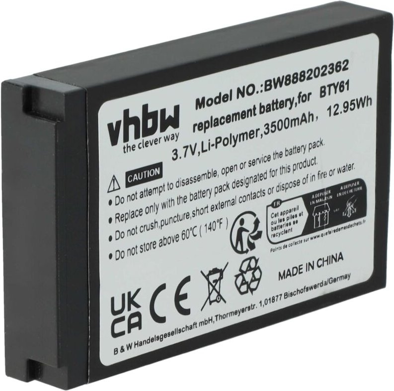 Vhbw - Akku kompatibel mit Newland MT60, MT60E, MT60H, MT6550, MT6550 Pro, MT66 Handheld Computer Scanner (3800mAh, 3,7V...