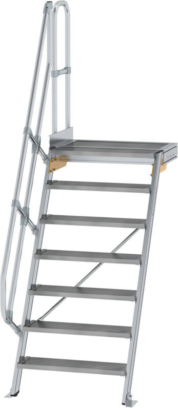 Günzburger Steigtechnik - Treppe mit Plattform 60° Stufenbreite 800 mm 7 Stufen Aluminium geriffelt - 600387
