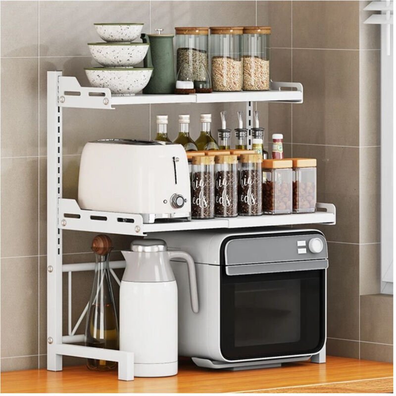 Trade Shop - MENSOLA ESPANDIBILE PER FORNO A MICROONDE SCAFFALE CUCINA ORGANIZZATORE TAVOLO REGOLABILE -