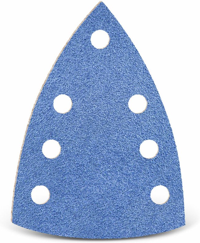 Blue Klett-Schleifblätter, 150 x 100 mm, 7-Loch, f. Deltaschleifer, Zirkonkorund (25 Stk.) K120 - Menzer