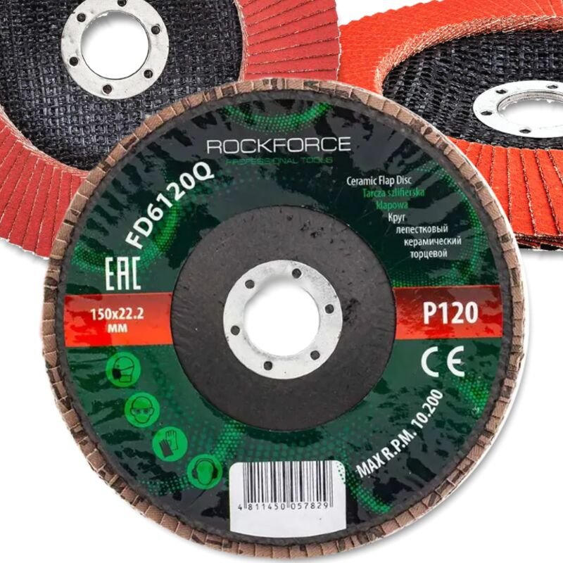 ROCKFORCE Schleifscheibe zum Schleifen, Fächerscheibe, 150x22 P120