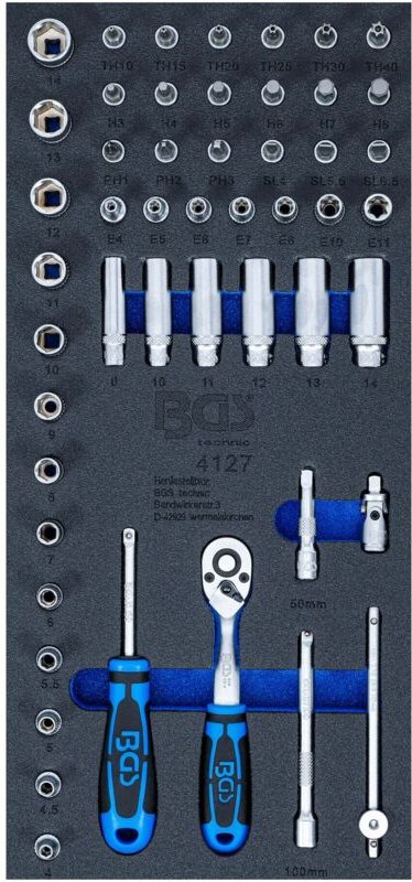 BGS Werkstattwageneinlage 1/3: Steckschlüssel-Satz 6,3 mm (1/4 Zoll) 50 teilig