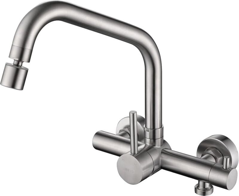 Thumbnail - Küchenarmatur in Wand mit 3/4 Zoll Anschluss für Geschirrspüler/Waschmaschine, Wandarmatur mit 2 Strahlarten, Wasserhahn...