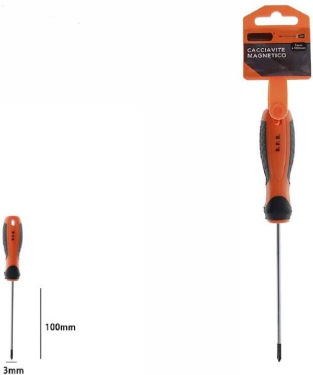 Trade Shop - MAGNETISCHER SCHRAUBENDREHER KREUZSPITZE 3X100MM ERGONOMISCHER GRIFF 07437 -