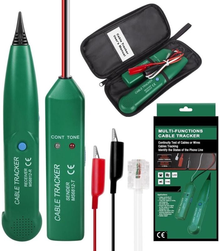 Kabel-Tracker, MS6812 Elektrischer Kabeldetektor Tragbarer Kabel-Tracker Telefonkabeltester für Telefon Kabel-Tracker Le...