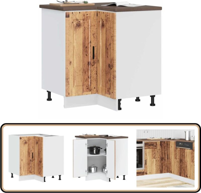 Küchen-Eckunterschrank Porto Altholz-Optik Holzwerkstoff - Vidaxl
