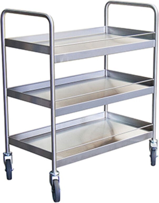 Edelstahl-Servierwagen mit 3 Platten – max. Belastung 300 kg - 880000634