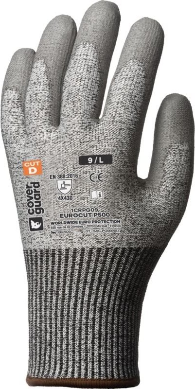 Schnittschutzhandschuhe EUROCUT P500 – PU-Beschichtung Grau Größe 9