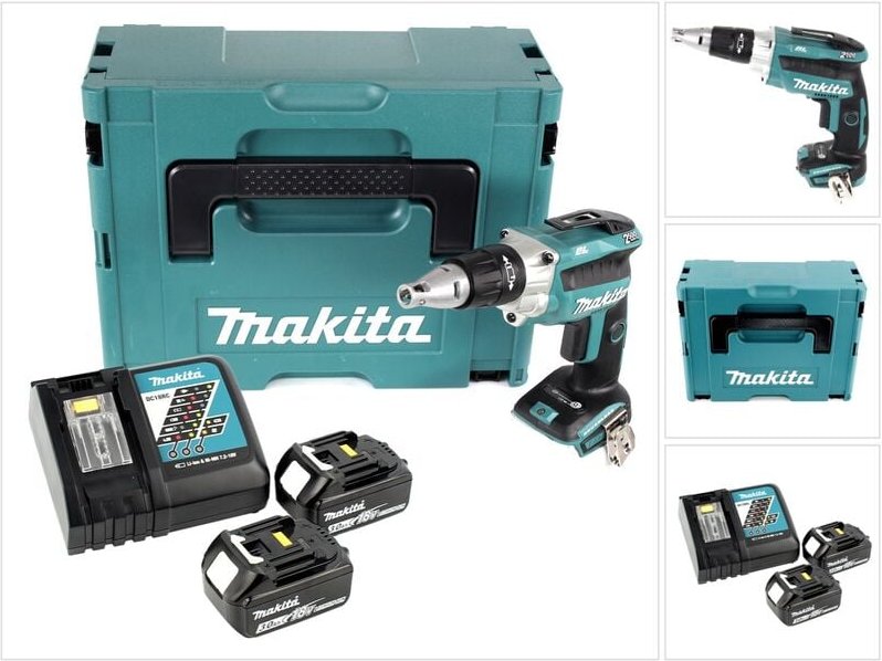 Dfs 250 rfj Akku Trockenbauschrauber 18 v Brushless + 2x Akku 3,0 Ah + Ladegerät + Makpac - Makita