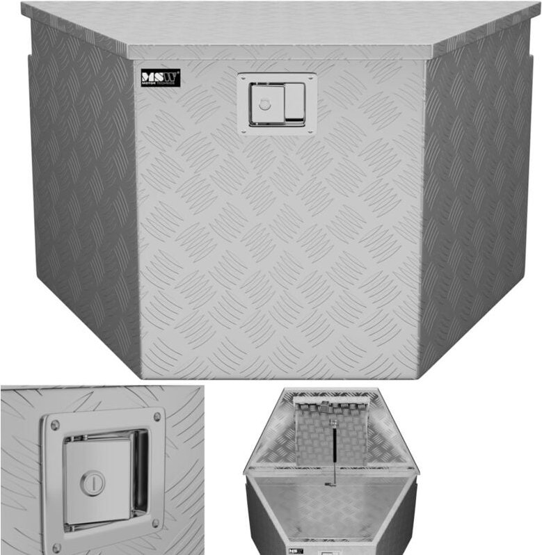 MSW - Alubox abschließbar Werkzeugkasten Deichselbox 150 l Riffelblech 82x48x46 cm