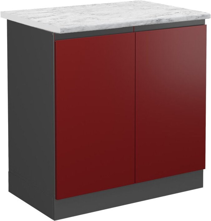 Vicco - Spülenunterschrank R-Line, Rot, 80 cm ap Marmor