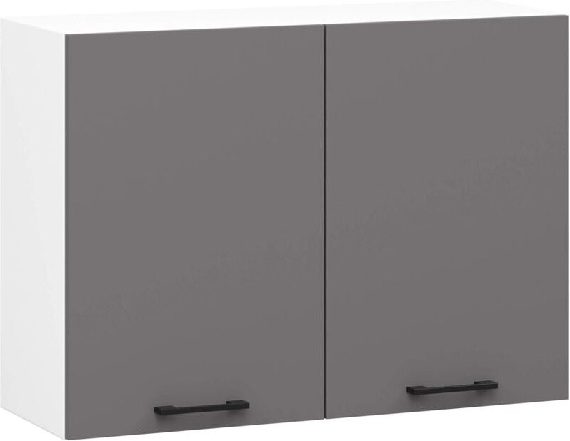 Thumbnail - Hängeschrank Küchenschrank Akord oliwia modular W80 Weiß 80 cm 2 Türen 2 Ebenen Front Graphitgrau B80 x H58 x T30 cm