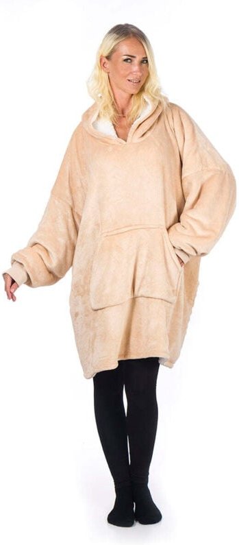 Homevero - kuscheldecke - hoodie plaid - beige