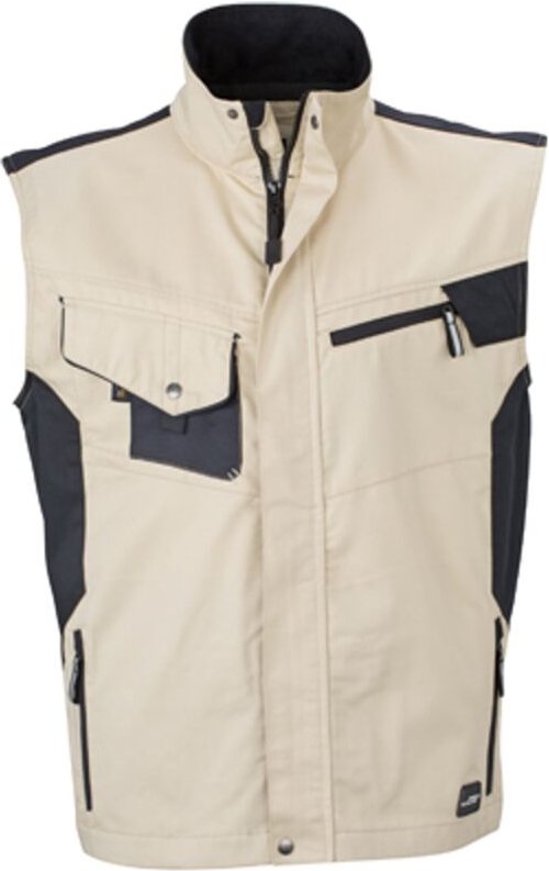 Thumbnail - James&nicholson - Workwear Weste JN822 Gr. m stone/black