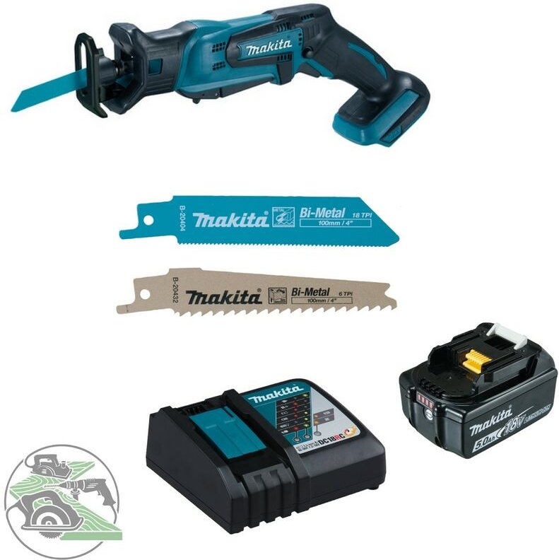 Thumbnail - Makita Akku-Reciprosäge DJR183Z 18V + Akku 5,0 Ah BL1850B + Ladegerät DC18RC