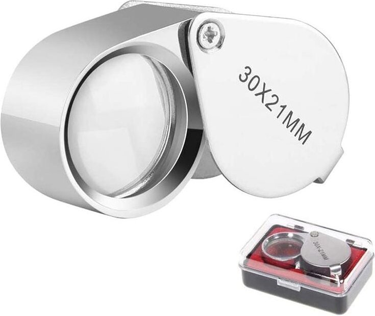 Thumbnail - 1pc Loupe de bijoutier - Loupe 30 x 21 mm Bijoux Lentilles antiques - Loupe de poche 30x - Loupe en verre pliable - Loup...