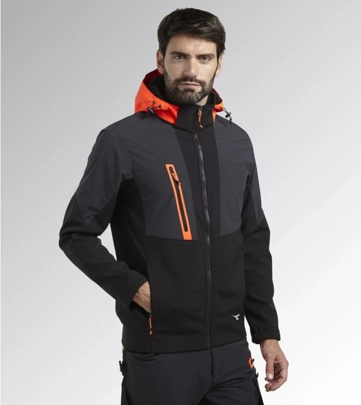 Thumbnail - Arbeitsjacke aus Zwei-Materialien SOFTSHELL HYBRID - Schwarz/Grau 3XL