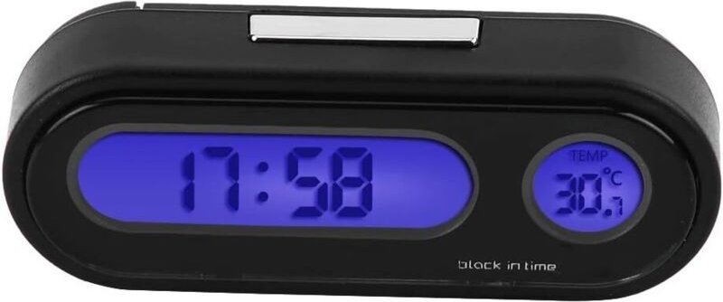 Auto-Thermometer-Voltmeter-Uhr, 2-in-1-Mini-Elektronikuhr für den Fahrzeuginnenraum, LED-Digitaluhr, Thermometer, Voltme...