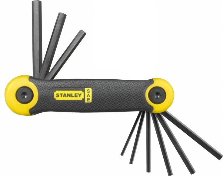 Stanley - Set of 9 Innensechskantschlüssel in Zoll (5/64'' - 1/4''), ergonomisches gummibeschichtetes Gehäuse, abgeschrä...