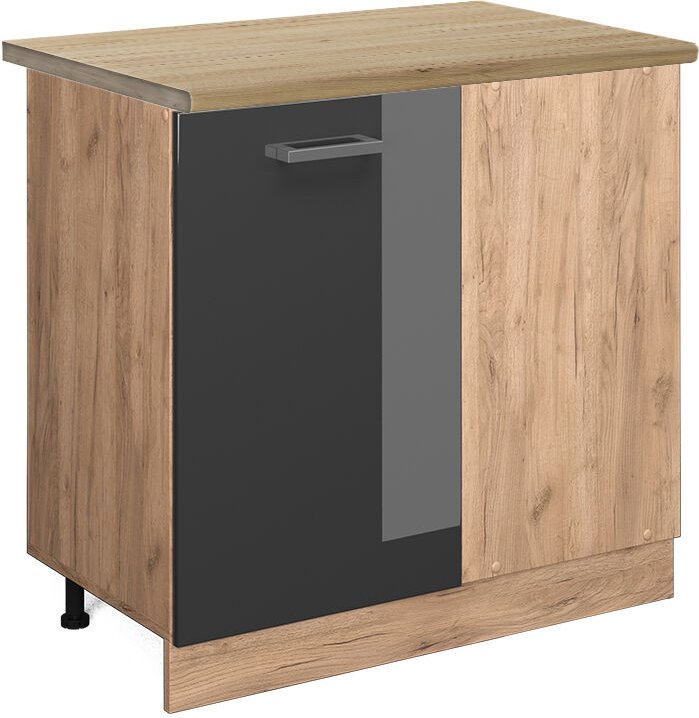 Vicco - Eckunterschrank R-Line, Anthrazit Hochglanz, 86 cm, ap Eiche