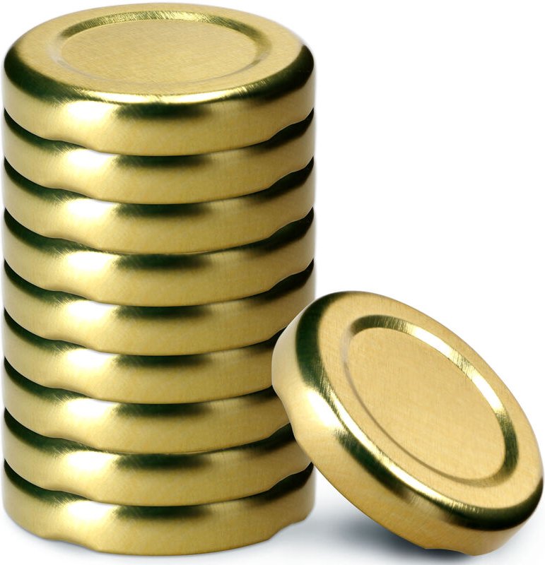 Schraubdeckel fi43 mm, aus Metall, für Einmachgläser, 10 Stück, Gold - Kadax