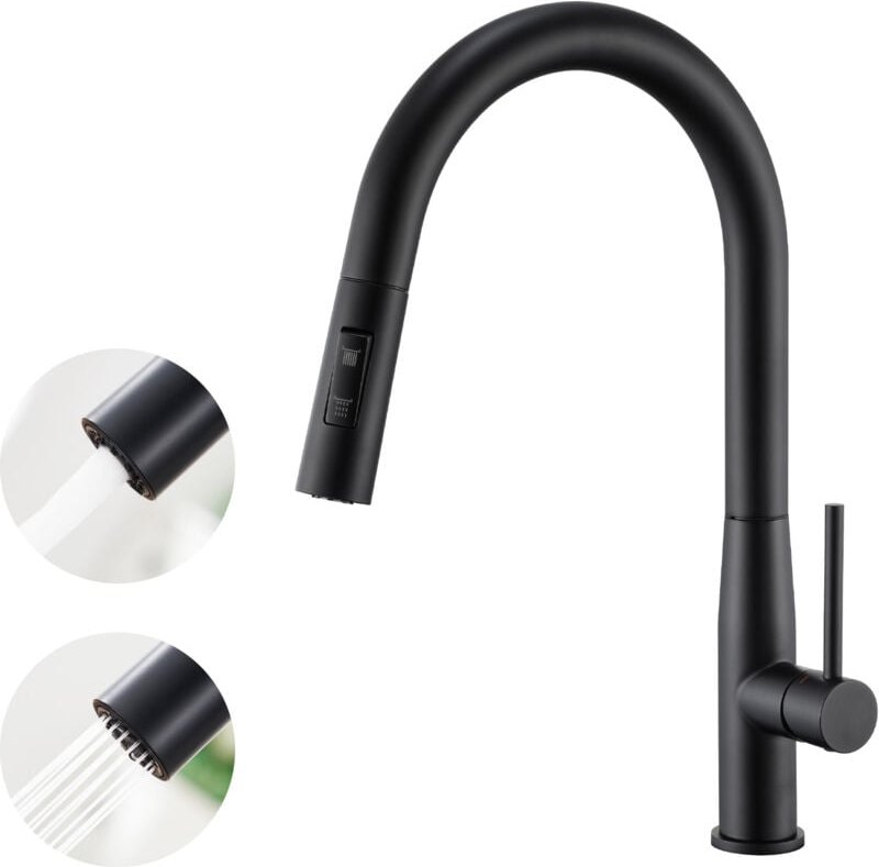 Auralum ausziehbare Küchenarmatur, Hochdruck Wasserhahn aus Edelstahl, 360° schwenkbar, Mischbatterie mit 2 Strahlarten,...