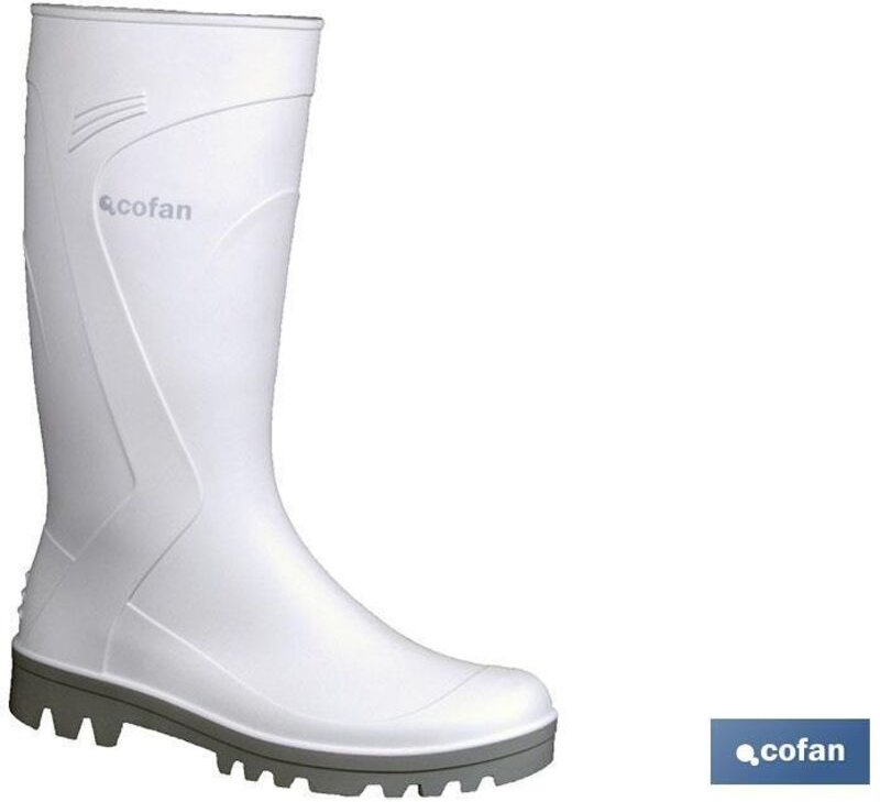 Weißer PVC-Regenstiefel, Größe 45