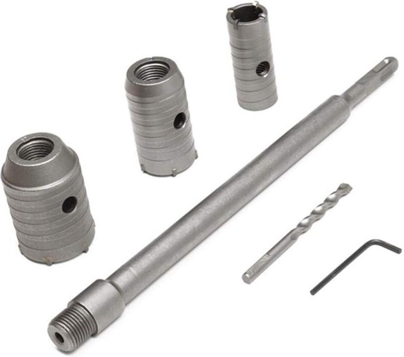 Betonbohrer mit 350 mm Rundgriff sds Plus Betonsägelochbohrer Zement Steinwandbohrer mit 30/40/50 mm Erweiterung (Silber...