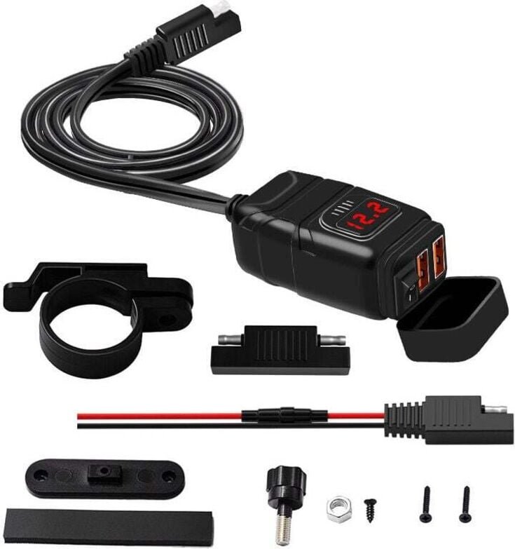 Caricabatterie USB impermeabile per moto, doppia presa di carica per auto USB/QC3.0, presa USB impermeabile per moto, ri...