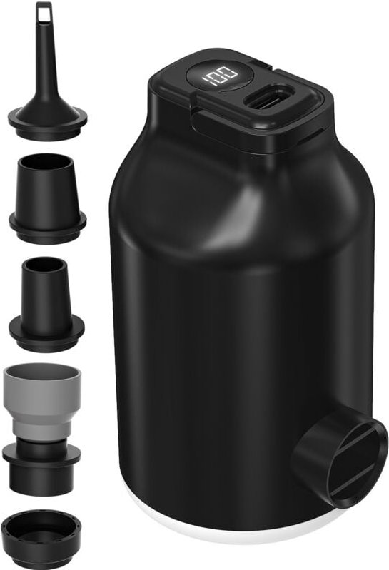 Elektrische Luftpumpe mit Akku für aufblasbare Bettmatratze, Vakuum-Aufbewahrungsbeutel, 5 Düsen und Campinglicht, schne...