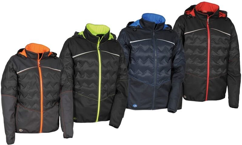 Poligus Arbeitsjacke Daunenjacke in Softshell - m - Schwarz / Rot - Cofra