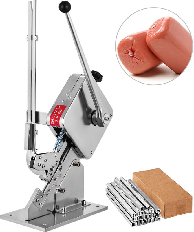 Hochwertige manuelle u-förmige Wurst-Klipper-Schneidemaschine mit 2 Schachteln Clips, 5000 Stück, robuste Brot Schneidem...