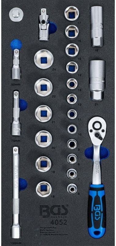 Bgs Technic - Werkstattwageneinlage 1/3: Steckschlüssel-Satz 10 mm (3/8') 26-tlg.