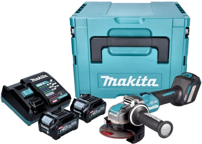 Makita GA 041 GD201 Akku Winkelschleifer 40 V max. 125 mm X-LOCK Brushless + 2x Akku 2,5 Ah + Ladegerät + Makpac